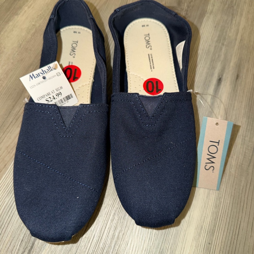 TOMS Dark Blue Canvas Slip-Ons